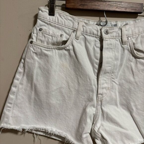 & Other Stories White Denim Button Fly Shorts- Size 8 - Picture 4 of 11
